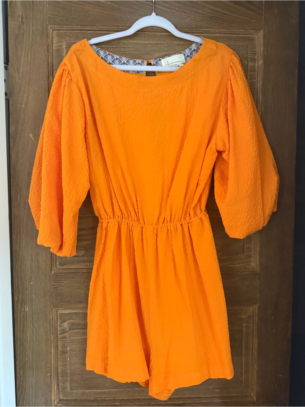 Antrhropologie Francesca Balloon-Sleeved Romper Orange Size L